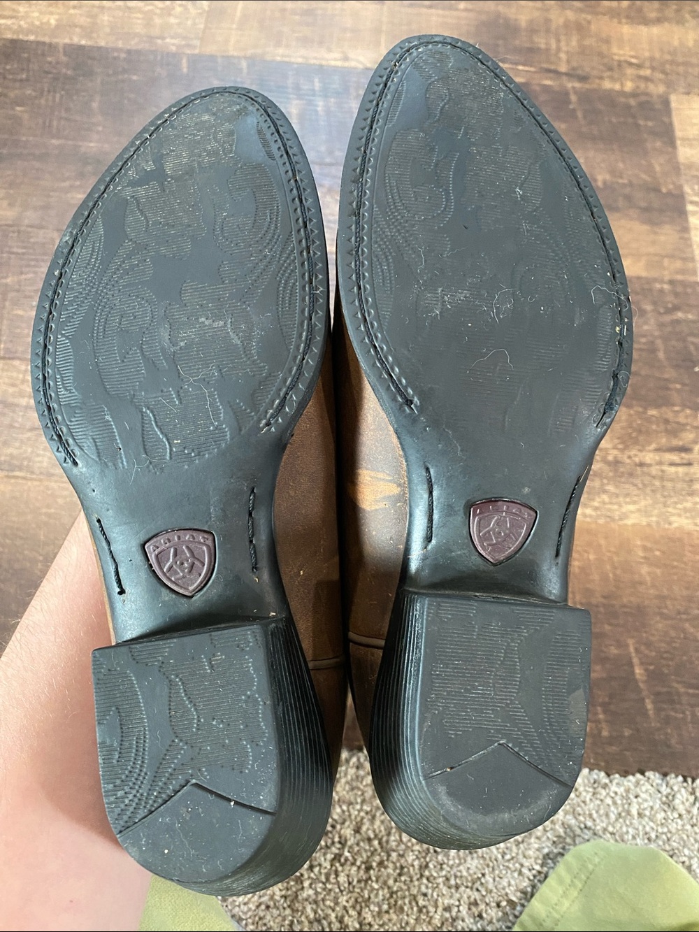 Ariat Distressed Brown Leather Western Boots with Stitch Detailing - Picture 6 of 9